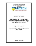 Khóa luận tốt nghiệp: Các nhân tố ảnh hưởng đến xây dựng thương hiệu Du lịch Vĩnh Long