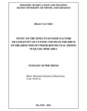 Summary of PhD thesis Mechanics gynamics engineering: Study on the effects of some factors on longevity of cutting teeth on the drum of shearer used in underground coal mining in Quang Ninh area