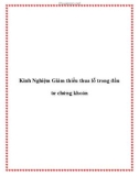 Kinh Nghiệm Giảm thiểu thua lỗ trong đầu tư chứng khoán