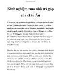 Kinh nghiệm mua nhà trả góp của châu Âu