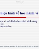 Bài giảng Kinh tế học vi mô dành cho chính sách công: Bài 16 - Giới thiệu kinh tế học hành vi (2021)