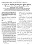 A Survey on Network Security and Attack Defense Mechanism For Wireless Sensor Networks