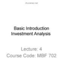 Lecture Investment analysis & portfolio management 4: Basic introduction investment analysis