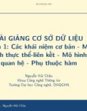 Bài giảng Cơ sở dữ liệu: Phần 1 – Nguyễn Hải Châu