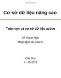 Bài giảng Cơ sở dữ liệu nâng cao - Chương 2: Toàn vẹn và cơ sở dữ liệu active