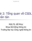 Bài giảng Cơ sở dữ liệu nâng cao: Bài 2 - PGS.TS. Đỗ Phúc