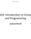 Lecture Introduction to computer and programming - Lecture No 20