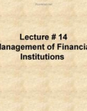 Management of financial institution: Lecture 14