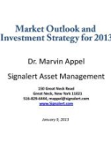 Market Outlook and Investment Strategy for 2013: Dr. Marvin Appel Signalert Asset Management