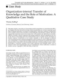 Organization-internal Transfer of Knowledge and the Role of Motivation: A Qualitative Case Study