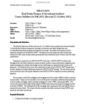 MBAX 6610 Real Estate Finance & Investment Analysis Course Syllabus for Fall 2011 (Revised 25 October 2011)