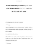 VĂN BẢN QUY PHẠM PHÁP LUẬT VÀ VĂN BẢN ÁP DỤNG PHÁP LUẬT CỦA CƠ QUAN QUYỀN LỰC NHÀ NƯỚC