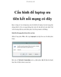 Cấu hình để laptop ưu tiên kết nối mạng có dây