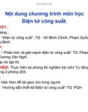 Bài giảng Điện tử công suất: Phần I