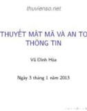 Bài giảng Lý thuyết mật mã và an toàn thông tin: Phần mở đầu - Vũ Đình Hòa