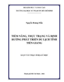 Luận văn Thạc sĩ Địa lý học: Tiềm năng, thực trạng và định hướng phát triển du lịch tỉnh Tiền Giang