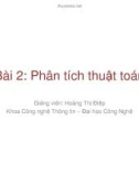 Bài giảng Cơ sở dữ liệu giải thuật: Bài 2 - Phân tích thuật toán