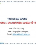 Bài giảng Tin học đại cương: Chương 1 - Trần Thị Dung