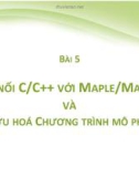 BÀI 5 KẾT NỐI C/C++ VỚI MAPLE/MATLAB VÀ TỐI ƯU HOÁ CHƯƠNG TRÌNH MÔ PHỎNG