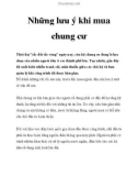 Những lưu ý khi mua chung cư