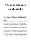 Chọn giải pháp cách âm cho căn hộ