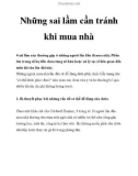 Những sai lầm cần tránh khi mua nhà