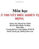 Bài giảng Lý thuyết điều khiển tự động: Chương 8 - Huỳnh Gia Thịnh