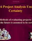 Project Analysis Under Certainty