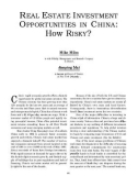 REAL ESTATE INVESTMENT OPPORTUNITIES IN CHINA: HOW RISKY?