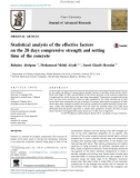 Statistical analysis of the effective factors on the 28 days compressive strength and setting time of the concrete