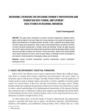 Reviewing literature on exploring women's participation and transition into formal employment: Case studies in regional Indonesia