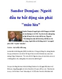 Sandor Demjan: Người đầu tư bất động sản phải