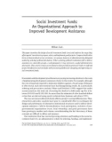 Social Investment Funds: An Organizational Approach To Improved Development Assistance