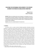 Solutions for sustainable development of the private economy in Vietnam in globalization conditions