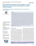 Effects of Minimum Quantity Lubrication (MQL) on cutting temperature, tool wear and surface roughness in turning AISI-1045 material