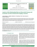 Analysis of the relationship between renewable energy and economic growth in selected developing countries