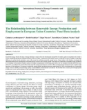 The relationship between renewable energy production and employment in European union countries: Panel data analysis