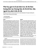 Phát huy giá trị di sản kiến trúc đô thị theo hướng kiến tạo thương hiệu đô thị để thúc đẩy nguồn lực phát triển đô thị