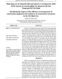 Nhận dạng các tác động đến hiệu quả quản lý và sử dụng máy, thiết bị thi công tại các doanh nghiệp xây dựng trên địa bàn Thành phố Hồ Chí Minh