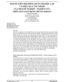 Thành viên hội đồng quản trị độc lập và hiệu quả tài chính của doanh nghiệp – nghiên cứu trên sàn giao dịch chứng khoán