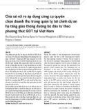 Chia sẻ rủi ro áp dụng công cụ quyền chọn doanh thu trong quản lý tài chính dự án hạ tầng giao thông đường bộ đầu tư theo phương thức BOT tại Việt Nam