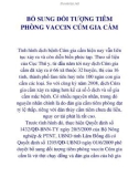 BỔ SUNG ĐỐI TƯỢNG TIÊM PHÒNG VACCIN CÚM GIA CẦM