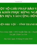 Báo cáo nghiên cứu nông nghiệp MỘT SỐ GIẢI PHÁP BẢO VỆ VÀ KHÔI PHỤC RỪNG NGẬP MẶN DỰA VÀO CỘNG ĐỒNG HUYỆN HẬU LỘC – TỈNH THANH HÓA 