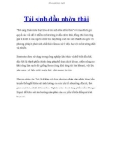 Tái sinh dầu nhờn thải