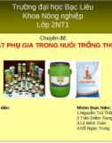 CÁC CHẤT PHỤ GIA TRONG NUÔI TRỒNG THỦY SẢN