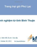 Trang trại gió Phú Lạc Kinh nghiệm từ tỉnh Bình Thuận