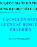 Bài giảng Các nguồn năng lượng sử dụng để phát điện - TS. Nguyễn Thế Bảo