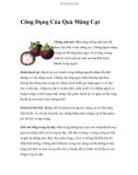 Công Dụng Của Quả Măng Cụt