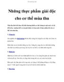 Những thực phẩm giải độc cho cơ thể mùa thu