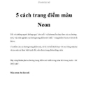 5 cách trang điểm màu Neon